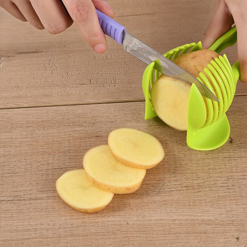 1 Pack Tomato Slicer Plastic Handheld Round Lemon Slicer Bread Clamp  Multifunctional Fruit and Vegetable Slicing Tool Kitchen Cutting Tool  Kitchen Aid Gadget